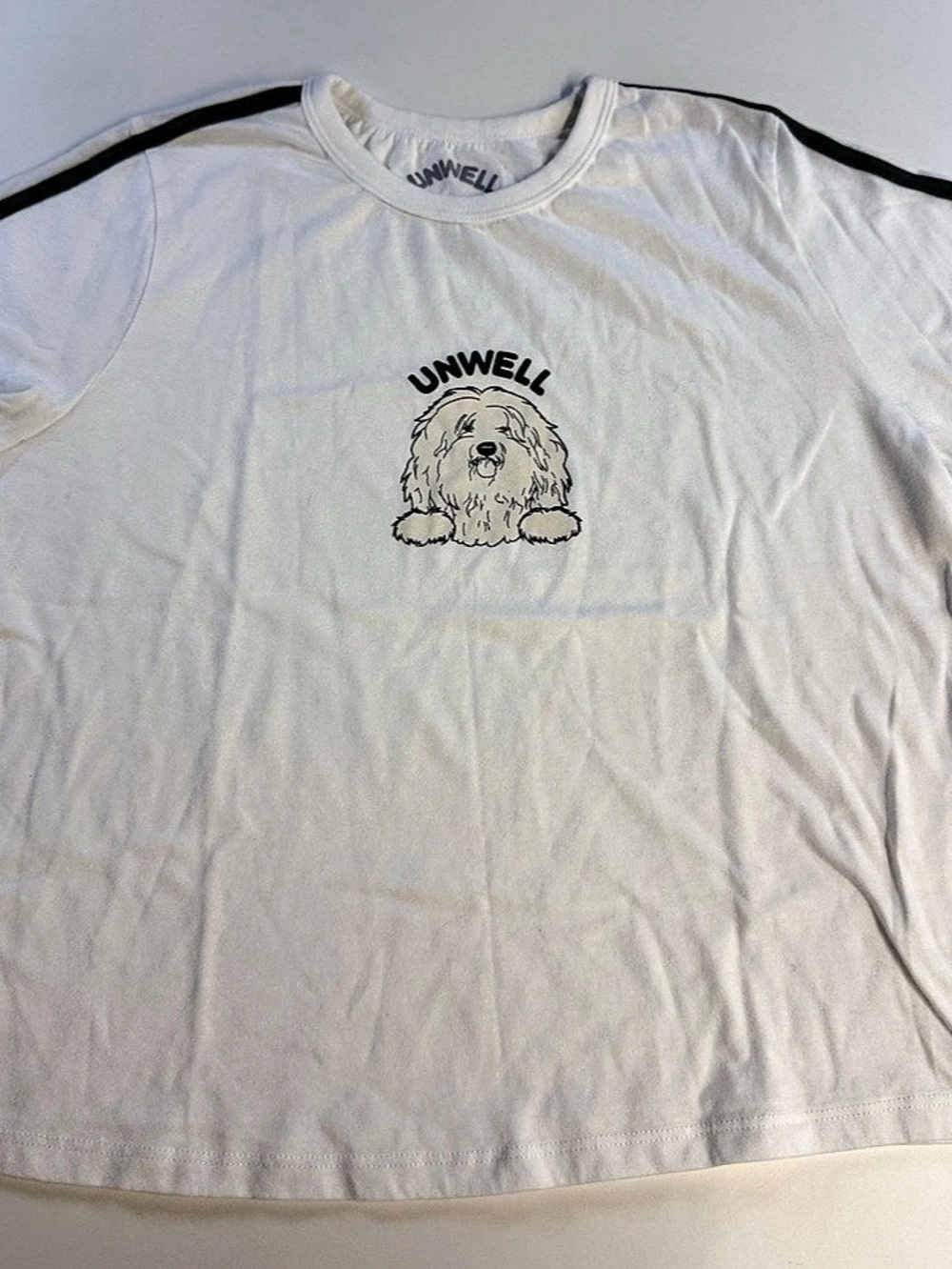 UNWELL White Graphic Dog Crew Neck Short Sleeve T-Shirt Tee White & Green Medium